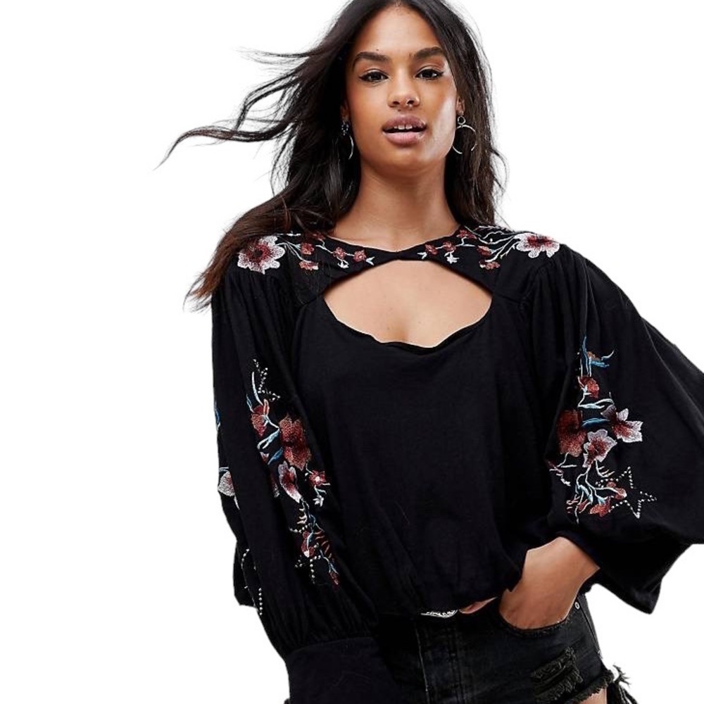 Free People Lita Embroidered Top